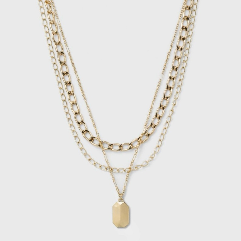3 Row Chunky Chain Necklace